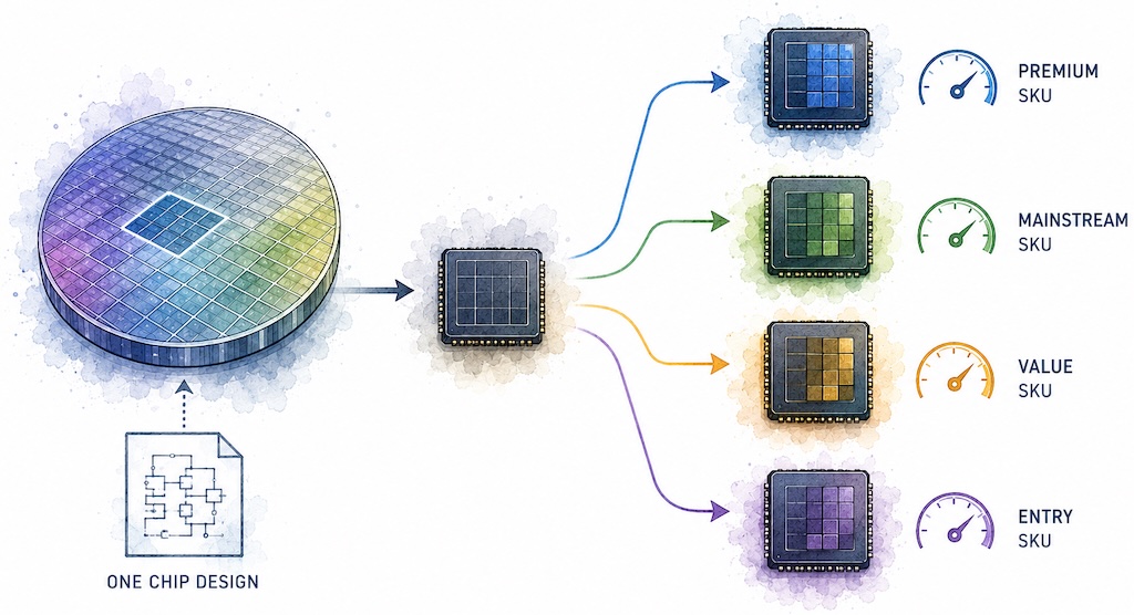 One chip design can become several products